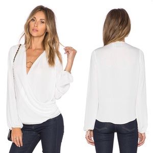 L'Academie White Wrap Blouse